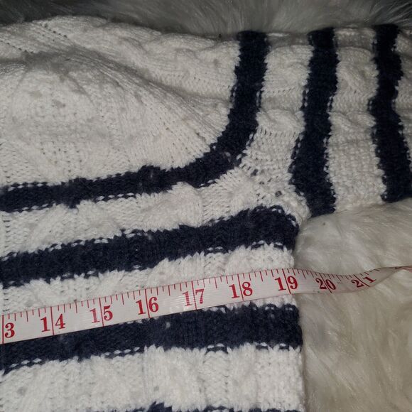 Madewell Striped Oversized Crewneck Cable knit Sweater Size Small - Picture 9 of 10